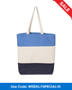 Q-Tees Q125900 11L Tri-Colour Tote | Navy/ Natural/ Carolina Blue