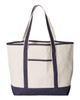 Q-Tees Q1500 34.6L Large Canvas Deluxe Tote | Natural/ Navy