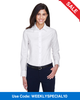 Harriton M600W Ladies' Long-Sleeve Oxford with Stain-Release Shirt