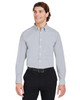 Devon & Jones DG537 Crownlux Performance® Men's Microstripe Shirt | Graphite/white