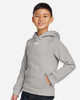 Under Armour 1379792 Youth Rival Fleece Hooded Sweatshirt | Mod Grey Light Heather/ White
