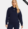Clearance - Under Armour 1379500 Women's Rival Fleece Hooded Sweatshirt | Midnight Navy/ White