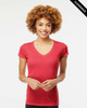 Clearance - M&O 3542 Women's Fine Blend V-Neck T-shirt | Heather Red