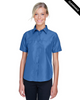Clearance - Harriton M580W Ladies' Key West Short-Sleeve Performance Staff Shirt | Pool Blue