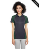 Clearance - Harriton M385W Ladies' Advantage Snag Protection Plus IL Colorblock Polo | Dark Charcoal/ Dark Green/ Black