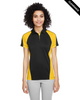 Clearance - Harriton M385W Ladies' Advantage Snag Protection Plus IL Colorblock Polo | Black/ Sunny Yellow/ Dark Charcoal