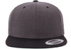 Yupoong YU6089M Flat Bill Snapback Hat | Dark Heather/ Black