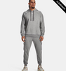 Clearance - Under Armour 1379757 Men's Rival Fleece Hooded Sweatshirt | Castlerock Light Heather/White