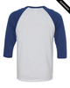 Clearance - Bella+Canvas 3200 Unisex ¾ Sleeve Baseball Tee | White Fleck/ Navy Triblend