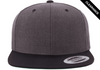 Clearance - Yupoong YU6089M Flat Bill Snapback Hat | Dark Heather/ Black