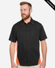 Clearance - Harriton M586 Men's Flash IL Colorblock Short Sleeve Shirt | Black/ Team Orange