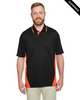 Clearance - Harriton M386 Men's Flash Snag Protection Plus IL Colorblock Polo | Black/ Team Orange