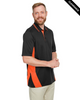 Clearance - Harriton M386 Men's Flash Snag Protection Plus IL Colorblock Polo | Black/ Team Orange