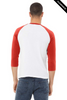 Clearance - Bella+Canvas 3200 Unisex ¾ Sleeve Baseball Tee | White/ Red