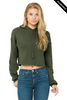 Clearance - BELLA + CANVAS 7502 Women's Crop Fleece Hoodie | Military Green