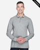 Clearance - Harriton  M265L Men's 5.6 oz. Easy Blend Long-Sleeve Polo Shirt | Grey Heather