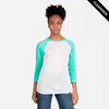 Clearance - Next Level 6051 Unisex Tri-Blend 3/4-Sleeve Raglan Tee | Tahiti Blue/ Heather White