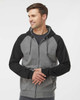 King Athletics KF4048 Raglan Full Zip Hoodie | Grey Heather/ Black