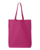 Q-Tees QTBG Cotton Gusseted Economical Tote | Hot Pink