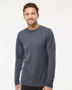 M&O 3520 Men's Poly-Blend Long Sleeve Tee | Heather Navy