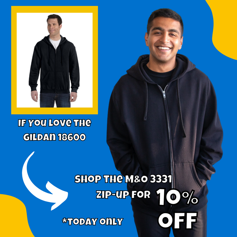 Black Friday Sale: M&O 3331 Unisex Zipper Fleece Hoodie