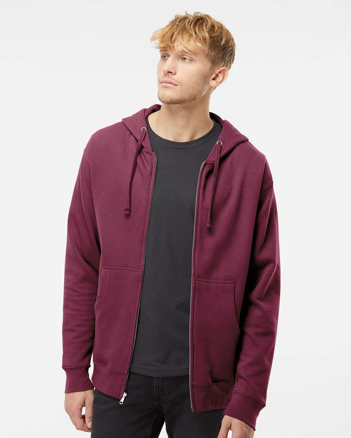 Burgundy zip hot sale up hoodie