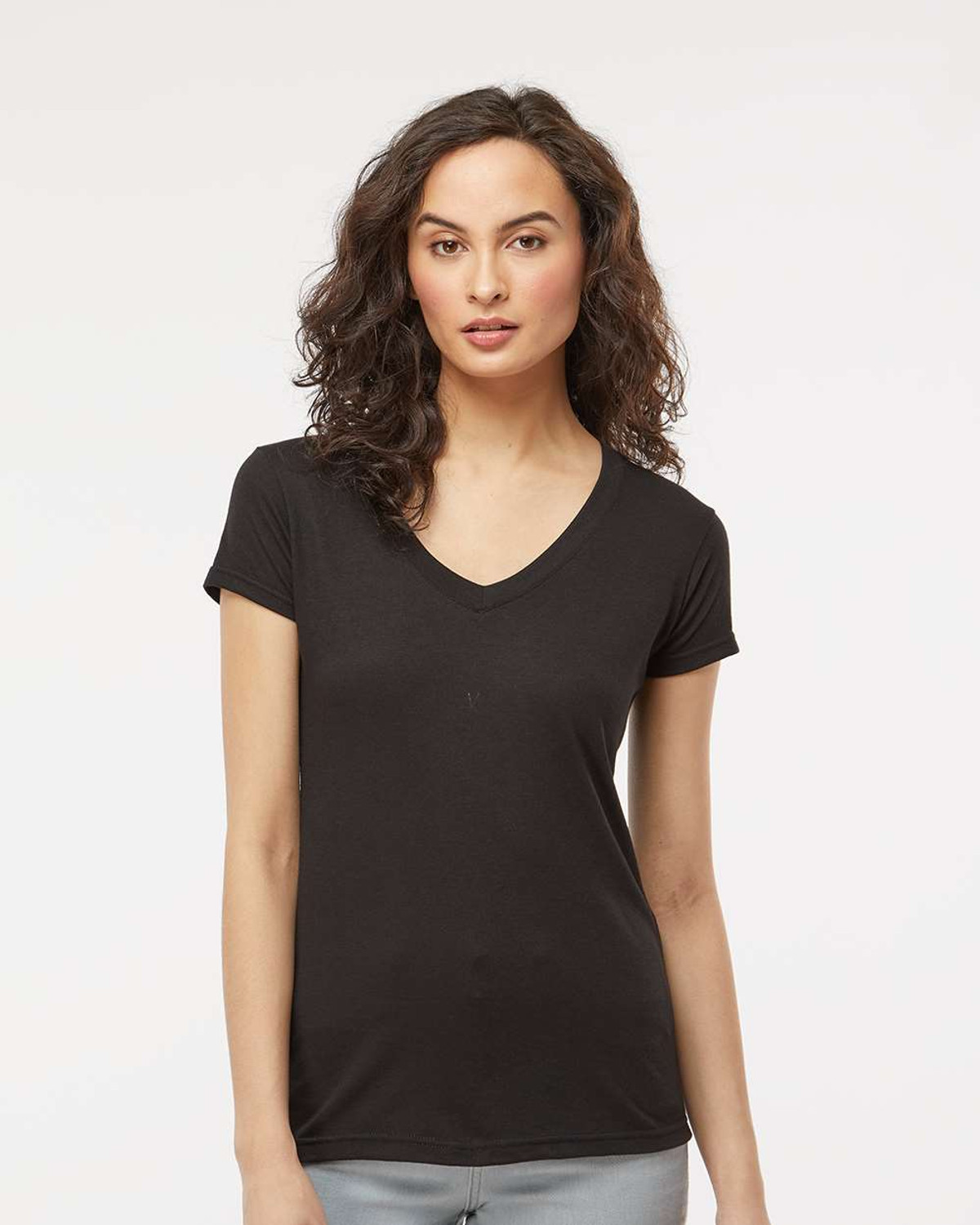 M&O 3542 - Women's Deluxe Blend V-Neck T-Shirt Black - S