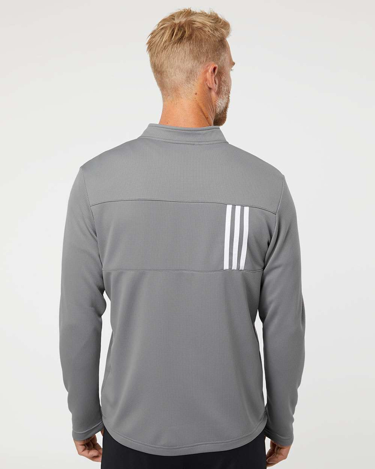 Adidas A482 3-Stripes Double Knit Quarter-Zip Pullover Shirt