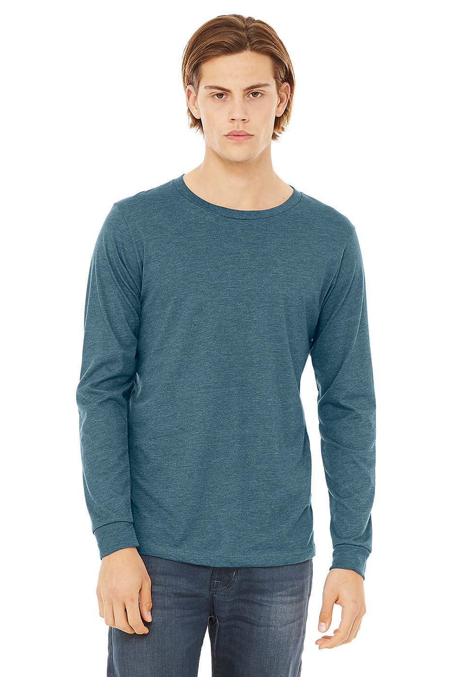 Bella Canvas Unisex Heather CVC T-Shirt - Heather Ice Blue, Size L, 50/50 Cotton Polyester Blend
