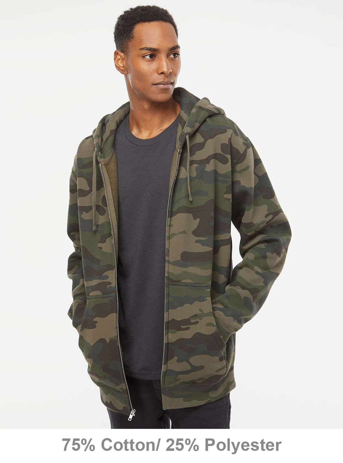 Independent Trading Co IND4000Z Heavyweight Full-Zip Hooded Sweatshirt - Forest Camo - L