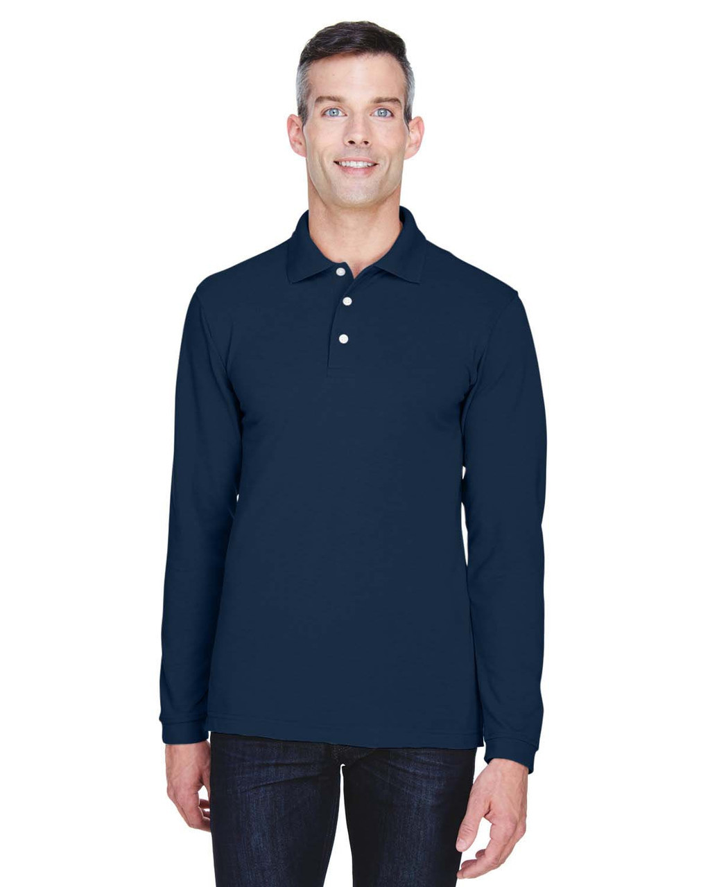 Harriton M265L Men's 5.6 oz. Easy Blend Long-Sleeve Polo Shirt - T