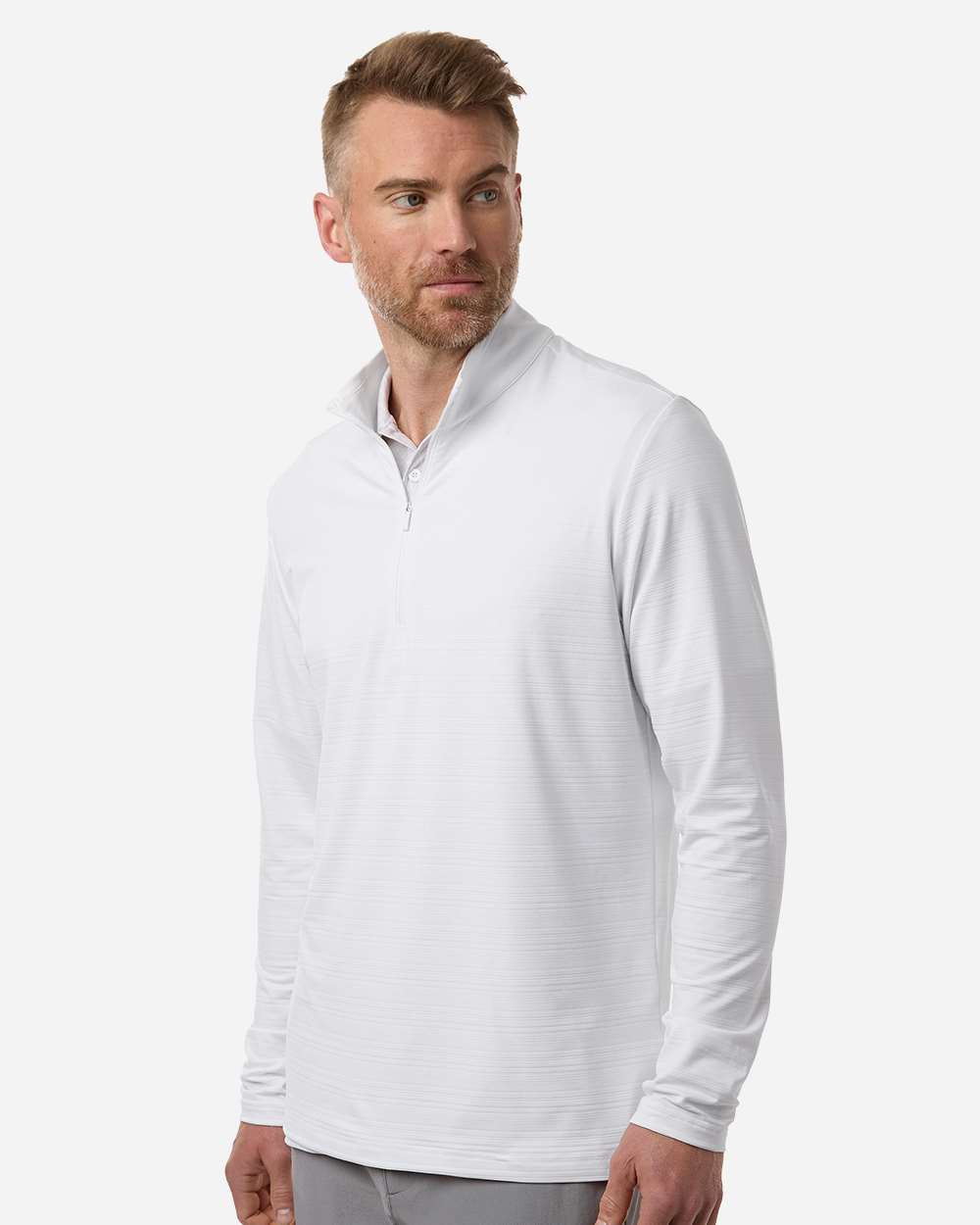 Adidas A708 Men's Textured Stripe Quarter-Zip Pullover - T-shirt.ca