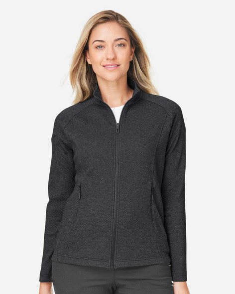 North End NE727W Ladies' Spirit Textured Full-Zip | Black Heather