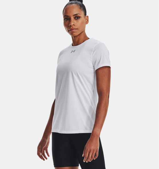 Under Armour 1376847 Ladies' Team Tech T-Shirt | White/Mod Grey
