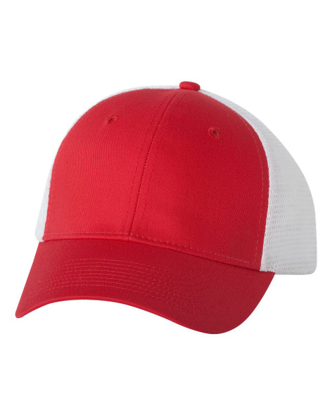 Valucap Foam Trucker Cap - White/ Red - Adjustable