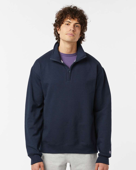 Champion CS450 Unisex Powerblend® Quarter-Zip Pullover | Navy Champion CS450 Unisex Powerblend® Quarter-Zip Pullover | Navy