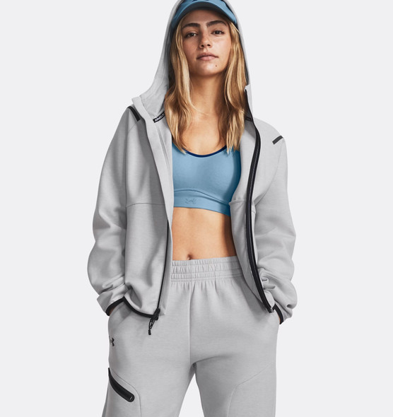 Under Armour 1379842 Women's Unstoppable Fleece Full-Zip | Mod Grey/ Black