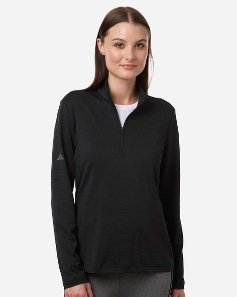 Adidas  A709 Women's Textured Stripe Quarter-Zip Pullover | Black
