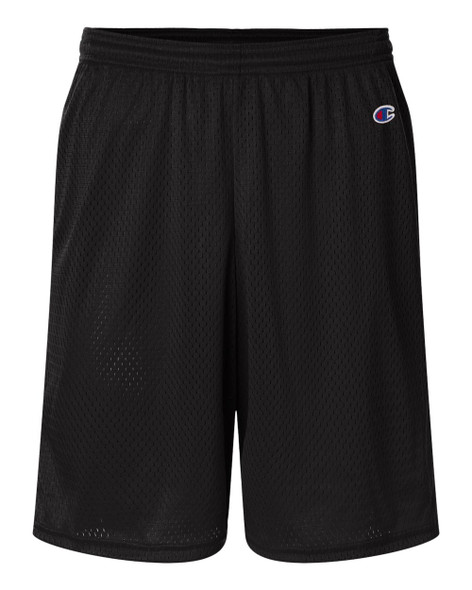 Champion S162 Unisex Polyester Mesh 9" Shorts with Pockets | Black