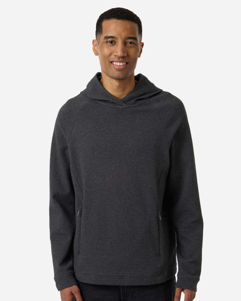 North End NE729 Men's Spirit Textured Hooded Pullover | Black Heather