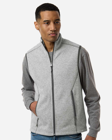 North End NE731 Men's Jasper Jacquard Fleece Vest | Grey/ White