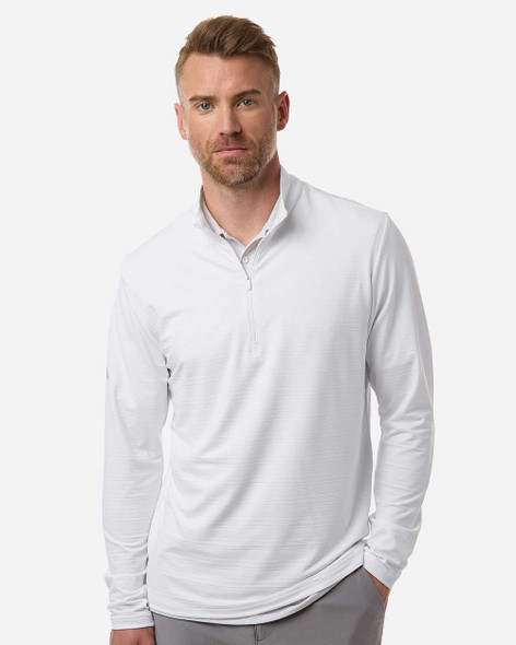 Adidas A708 Men's Textured Stripe Quarter-Zip Pullover | White