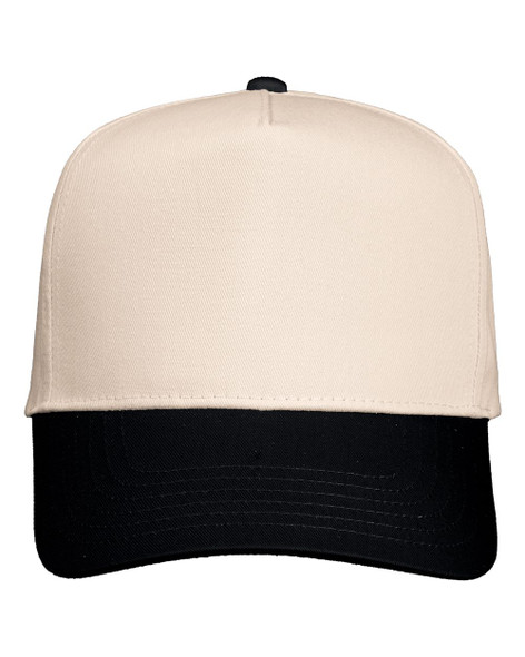 Valucap 8869 Five Panel Cap | Natural/ Black