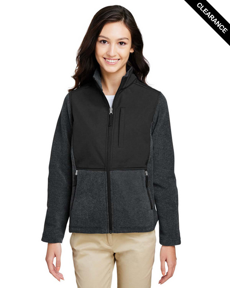 Clearance - Core365 CE890W Ladies' Journey Summit Hybrid Full-Zip Jacket | Heather Charcoal/ Black