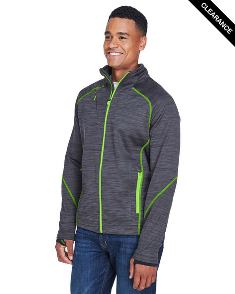 Clearance - North End 88697 Sport Flux Melange Bonded Fleece Jacket | Carbon/ Acid Green