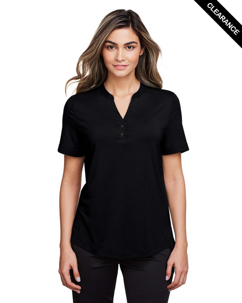 Clearance - North End NE100W Ladies' Jaq Snap-Up Stretch Performance Polo | Black