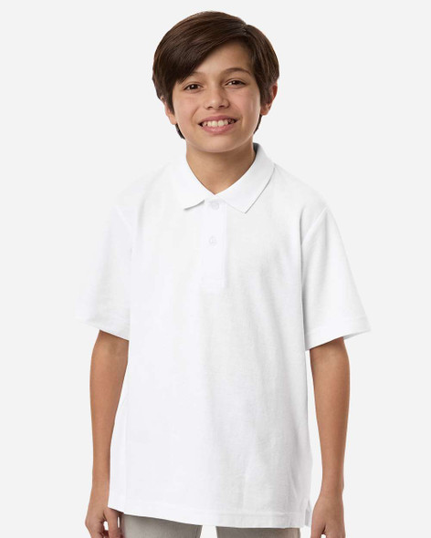 CORE365 CE106Y Youth Resolve CVC Performance Pique Polo | White