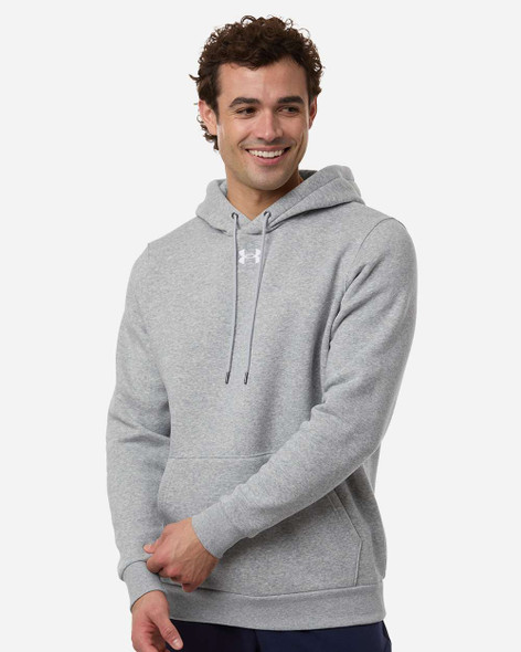 Under Armour 6014161 Men's Team Icon Fleece Hooded Sweatshirt | Mod Grey Light Heather/ White