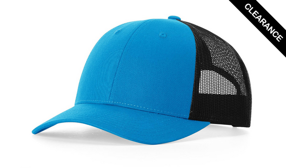 Clearance - Richardson 115 Low Profile Trucker Cap | Cyan/ Black