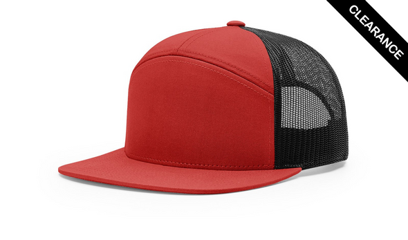 Clearance - Richardson 168   7 Panel Trucker Hat | Red/ Black